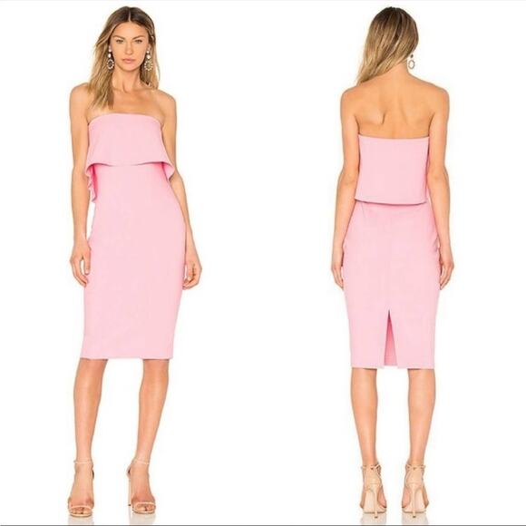 NWT LIKELY DRESS PINK DRIGGS FLOUNCE TIERED STRAPLESS BODYCON SHORT MINI - Picture 1 of 13